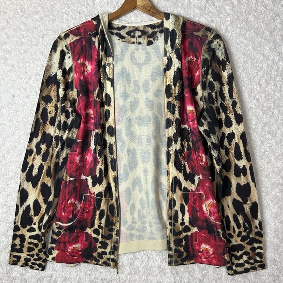 Chico's Animal Floral Print Zipper Up Jacket Size 1 - Picture 4 of 5